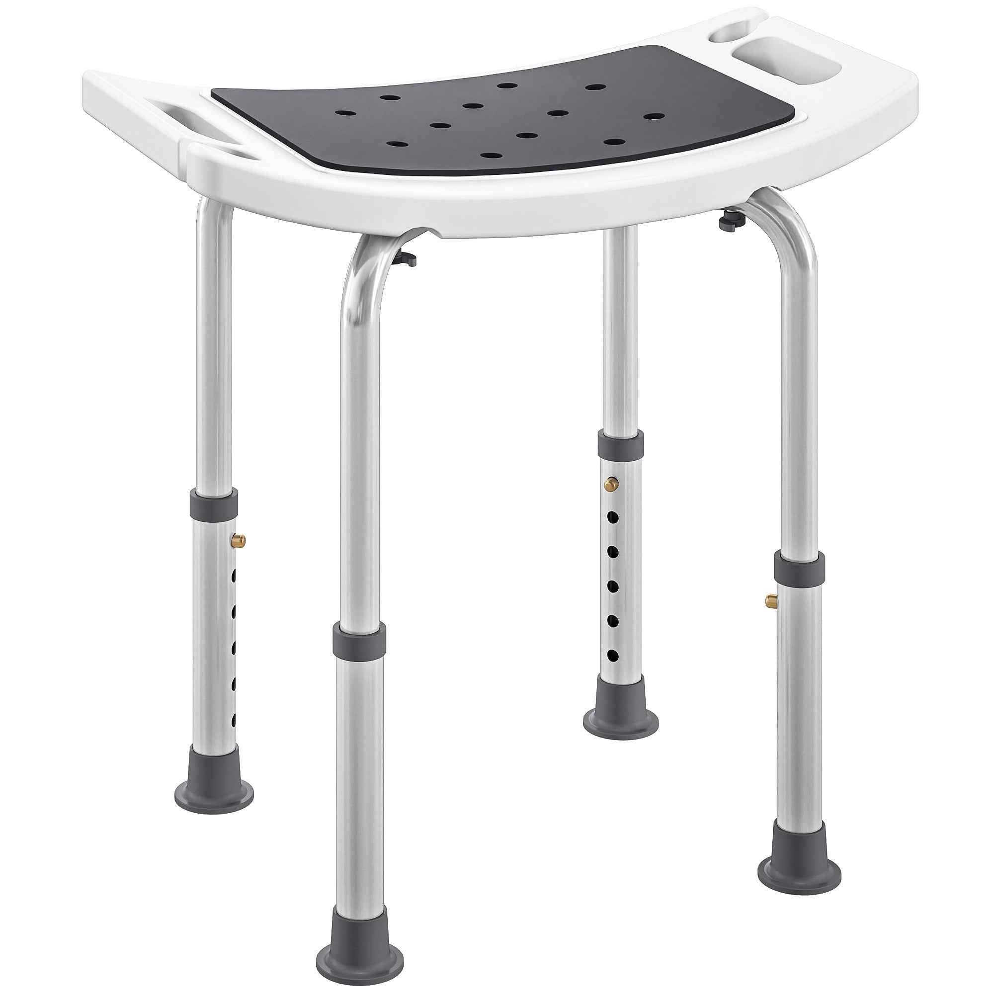 HOMCOM Shower Stool in Aluminum Alloy and Non-Slip Plastic, 6-Level Adjustable Height 39-52cm, Grey