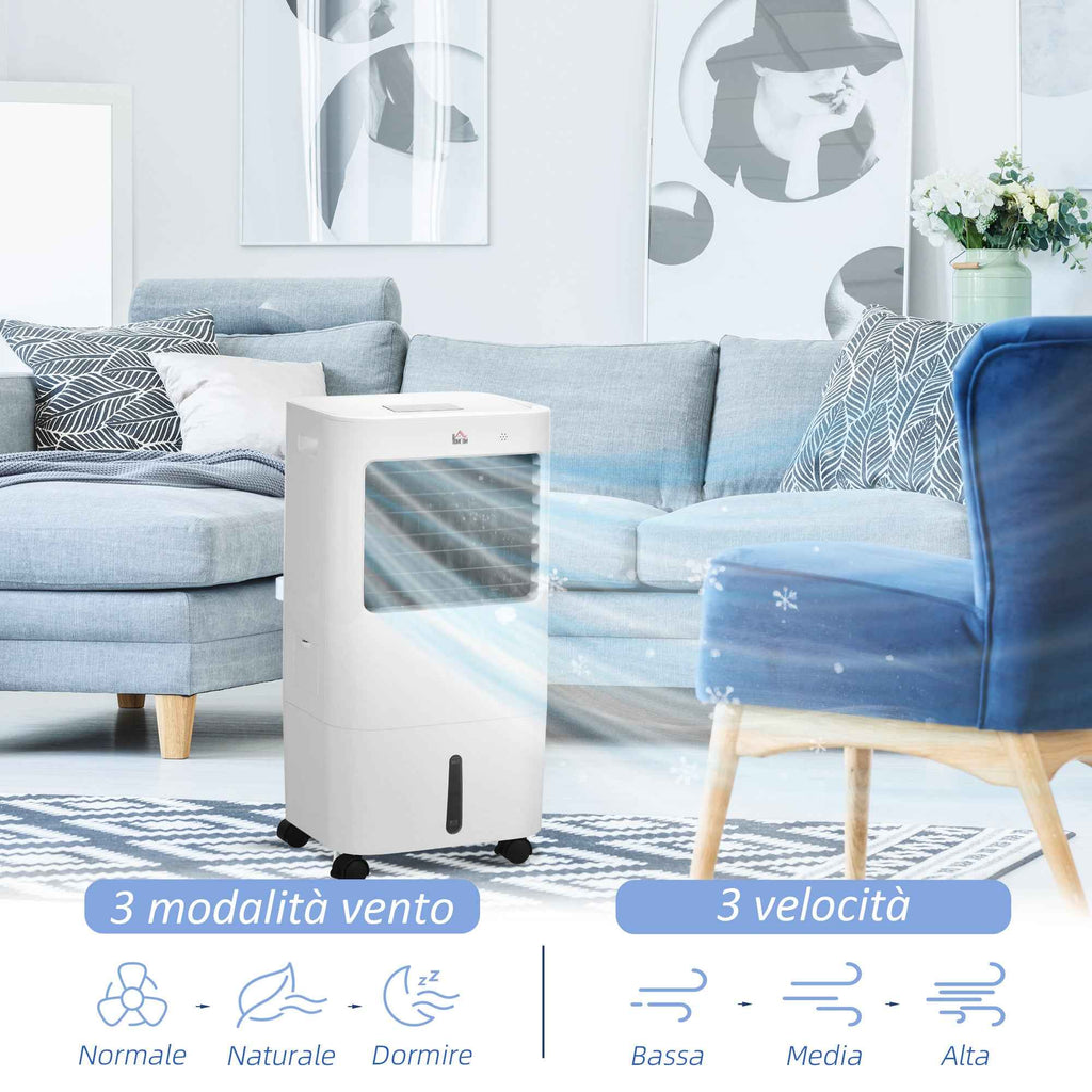 3-in-1 Evaporative Air Cooler and Fan with Ice, 3 Speeds with Timer, 32x37x74 cm, White