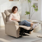 Manual Fabric Recliner Chair with Thick Cushion, Padded Armrests and Footrest, Beige