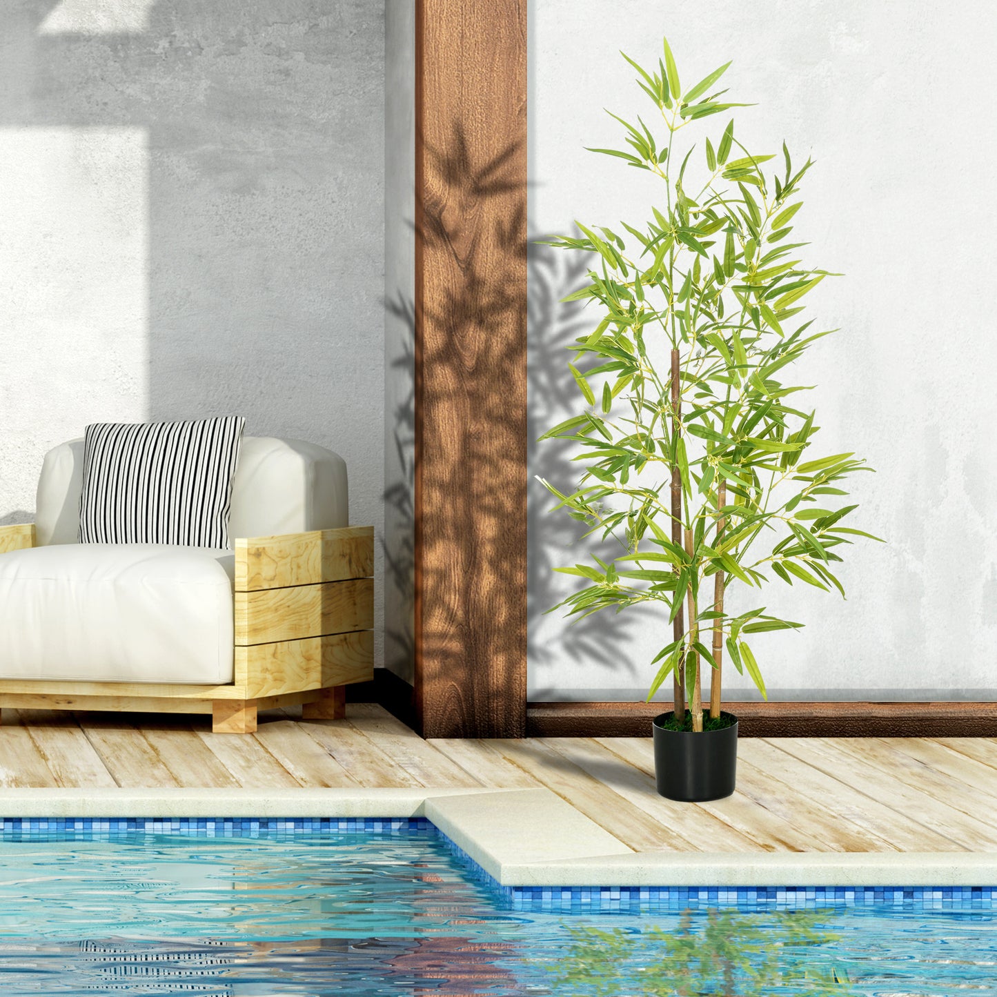 Artificial Bamboo Plant 120cm Tall Indoor with Pot Included