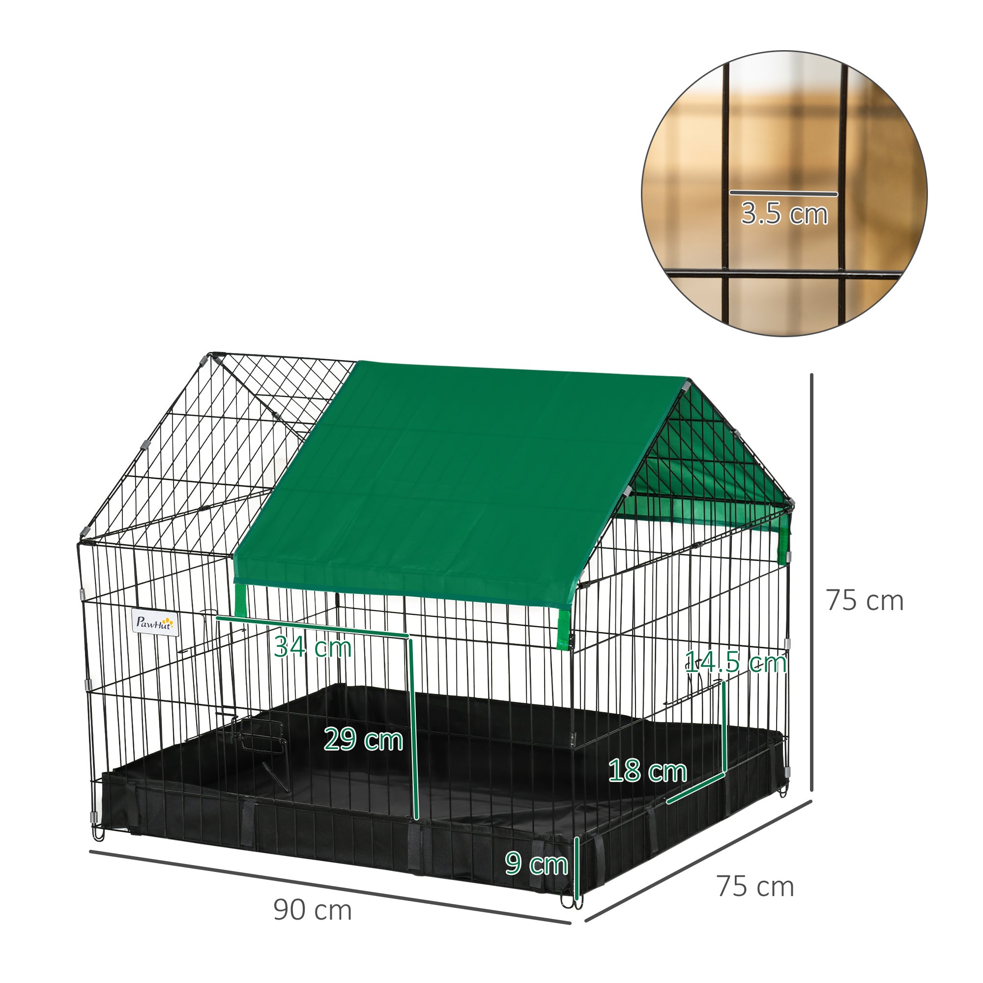 Rabbit and Guinea Pig Cage in Metal and Oxford Fabric 90x75x75cm