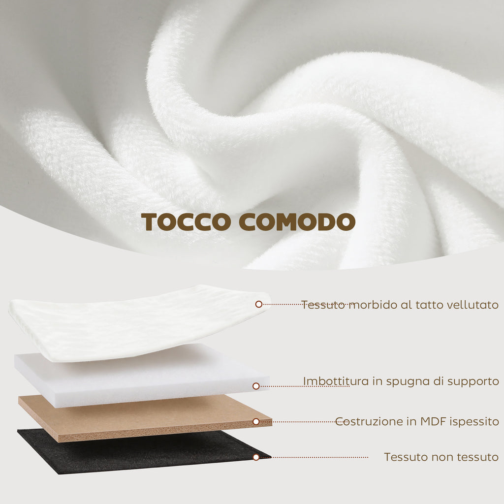 HOMCOM Foldable Storage Ottoman with 72L Compartment and Velvet Upholstery, 76x38x35 cm, Cream