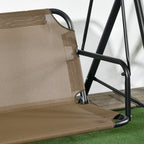 3 Seater Garden Swing with Adjustable Cover, Steel and Polyester, 172x110x153 cm, Brown and Grey