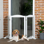 3-Panel Folding Dog Gate in Wood and Steel, 154 x 30 x 80 cm, White