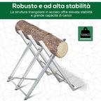 DURHAND Folding Triangular Metal Wood Cutter Stand with Serrated Teeth, 83x83x79 cm, Silver