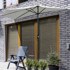 2.7 x 1.5 m Semi-Circular Wall-Mounted Garden Umbrella with Crank Opening, White