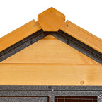 Rabbit Cage with House, Ramp and Open Area, Light Yellow Wooden and Metal Rabbit Hutch, 122x63x92cm - Borge' Group Limited