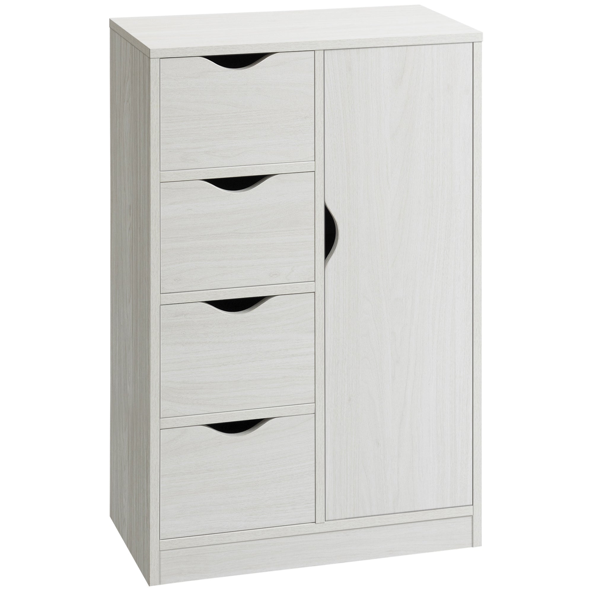 Bathroom Cabinet with 4 Drawers, 2-Tier Storage Cabinet with Cut-Out Handles, Wooden, 54x29x83 cm, White