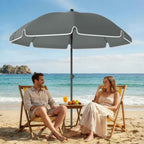 Outsunny Tilting Beach Umbrella with Anchor and Bag, Ø150x185 cm, Dark Grey