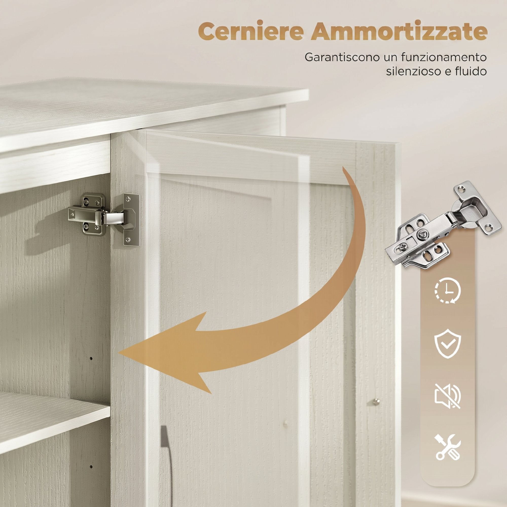 HOMCOM Kitchen Cabinet with 2 Drawers and 3 Cabinets, Adjustable Shelves, 120x38x79 cm, Cream
