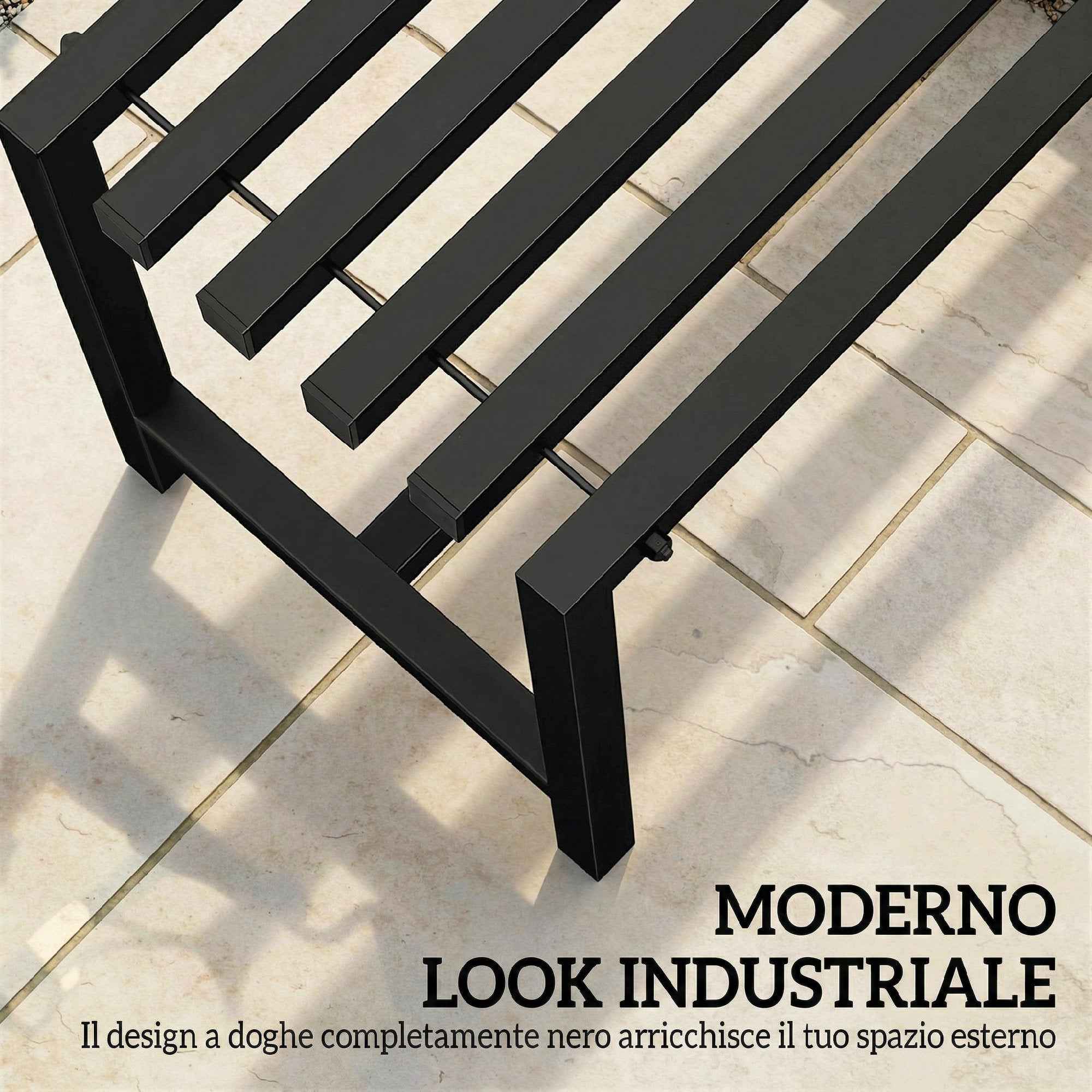Outsunny Modern Industrial Outdoor Bench for Patio and Garden, Backless, Black