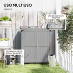 Outsunny Outdoor Storage Cabinet, Wooden Tool Shed with Shelf, with 2 Doors for Garden, Patio, Grey