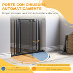 PawHut Extendable Pressure Dog Gate with Automatic Closing, in Steel and ABS, 75-103x76 cm, Black - Borgè