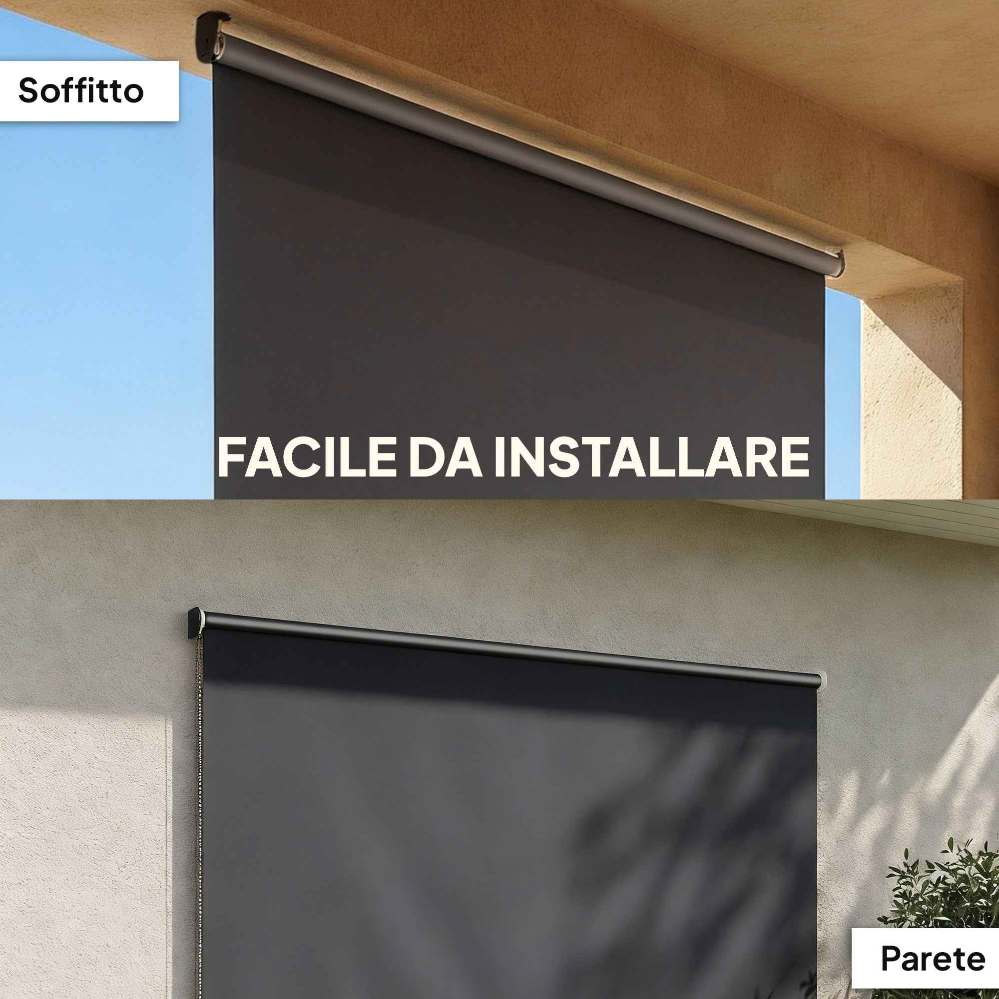 Outsunny Anti-UV Polyester Roller Blind with Chain, 240x160 cm, Dark Grey