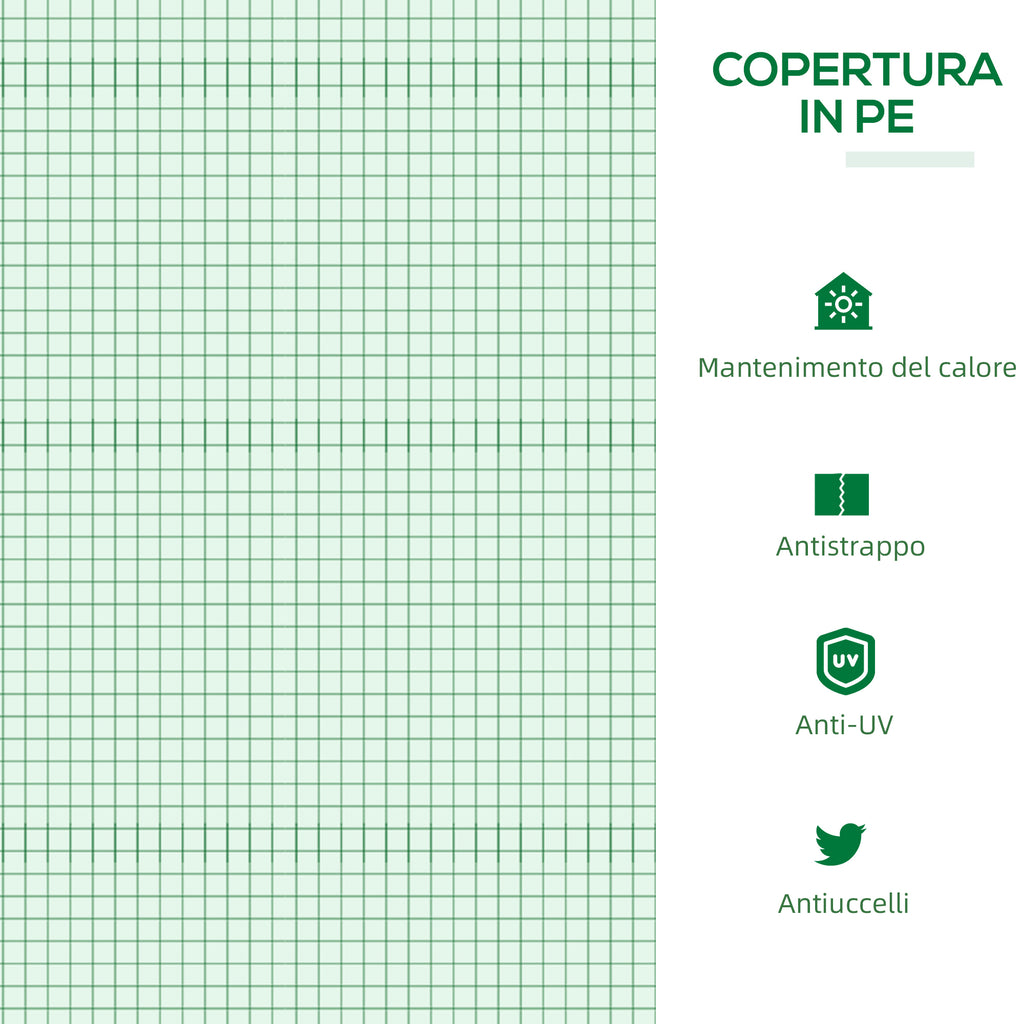 Outsunny Mini Garden Greenhouse with 3 Roll-Up Windows and Anti-UV PE Cover, 180x60x60cm, Green