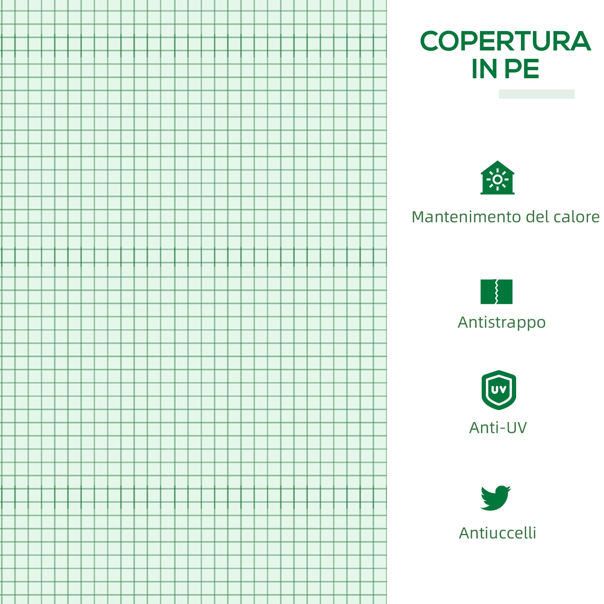 Outsunny Mini Garden Greenhouse with 3 Roll-Up Windows and Anti-UV PE Cover, 180x60x60cm, Green