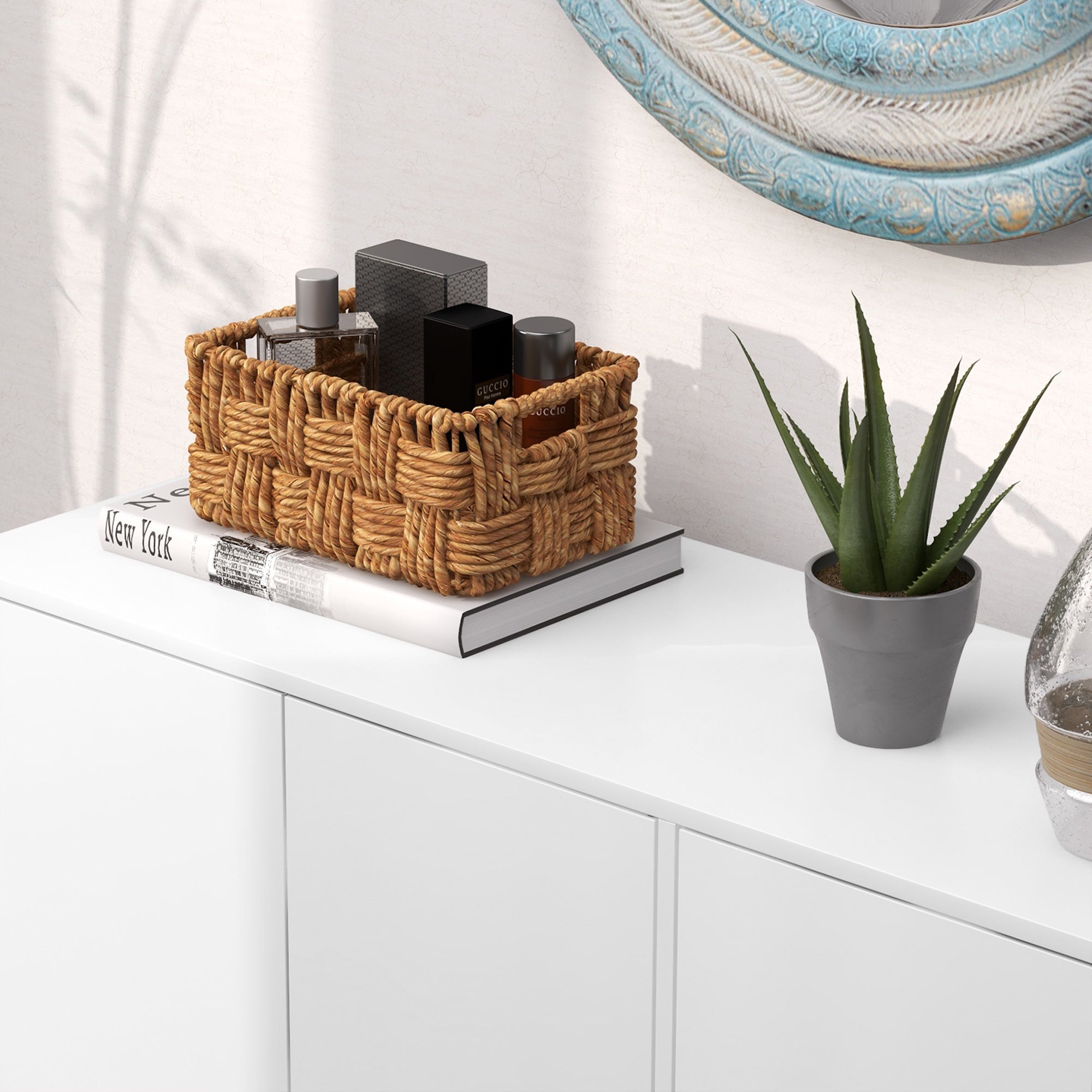 Modern Sideboard with 2 Cabinets and 3 Shelves in Wood, 107x40x80 cm, White