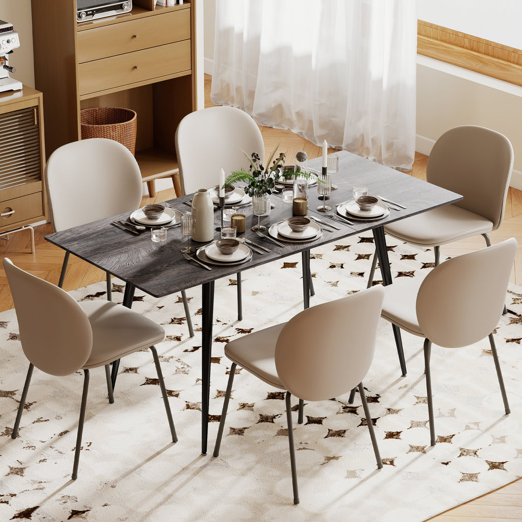 HOMCOM Extendable Dining Table for 6-8 People, 120-160x75cm Extendable Kitchen Table with Wood Effect Top, Steel Legs