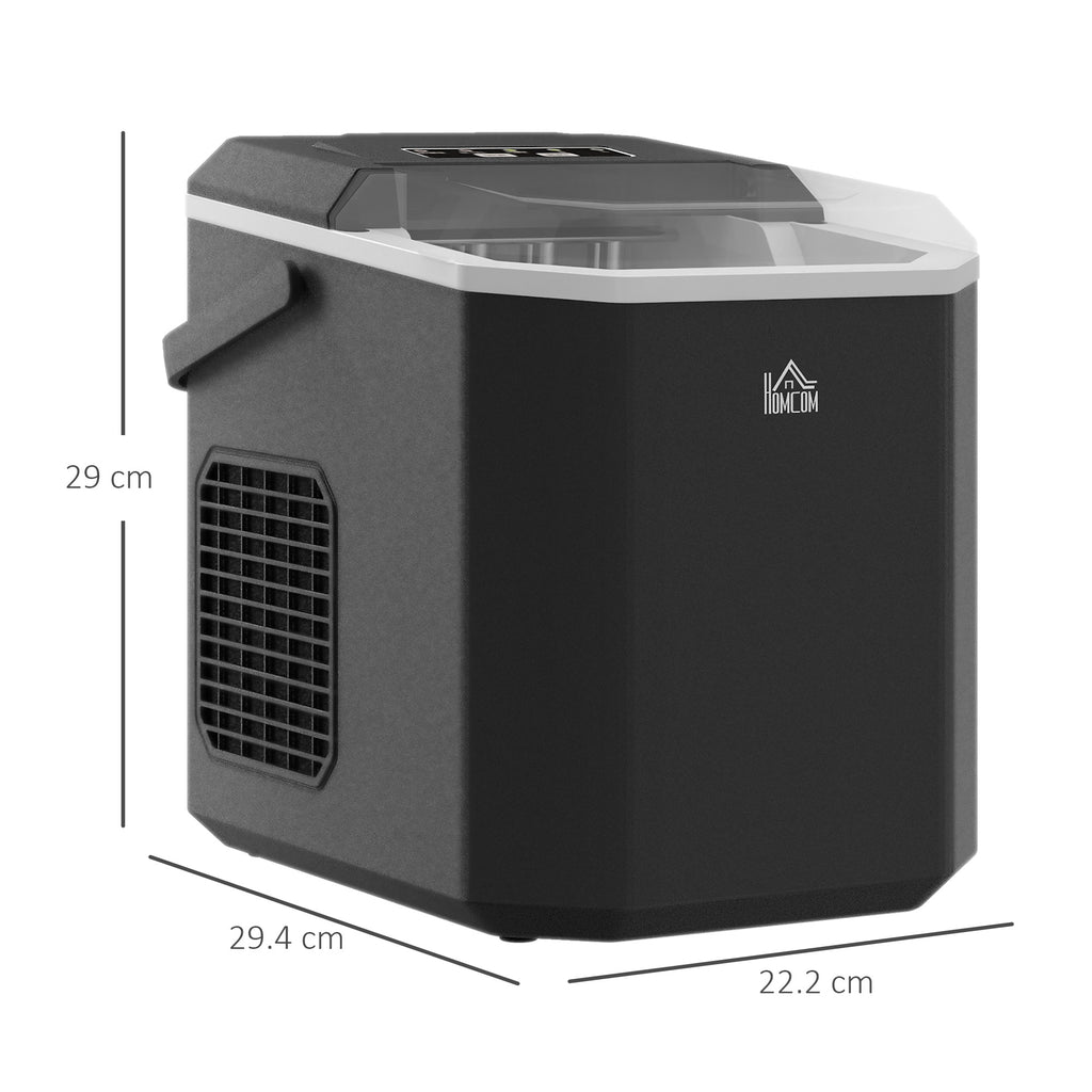 Self-Cleaning Ice Maker with 9 Cubes in 6-13 Minutes, in PP and Copper, 22.2x29.4x29 cm, Black - Borgè