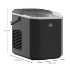 Self-Cleaning Ice Maker with 9 Cubes in 6-13 Minutes, in PP and Copper, 22.2x29.4x29 cm, Black - Borgè