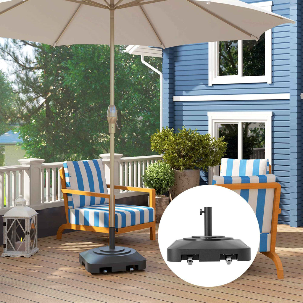 Outsunny Umbrella Base with Wheels and Fillable with Water or Sand, in HDPE, 48x48x32.5 cm, Black
