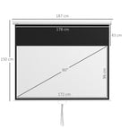 80" 16:9 Projector Screen with Adjustment Cord, Plastic and Metal, 187x8x150 cm, White