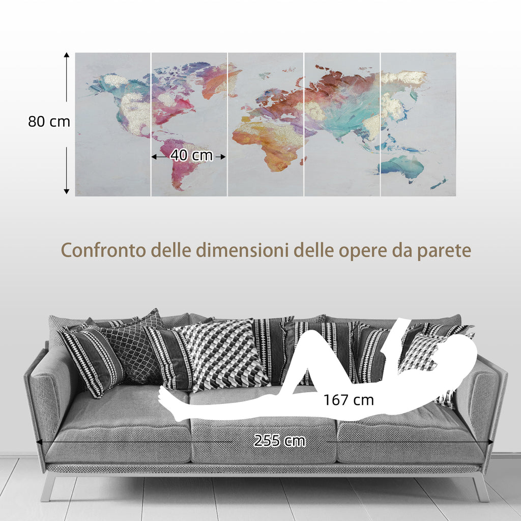 5 Piece Canvas Print for Home and Office 80x40cm , Pine Wood Canvas and Water-Based Paint, Multicolor
