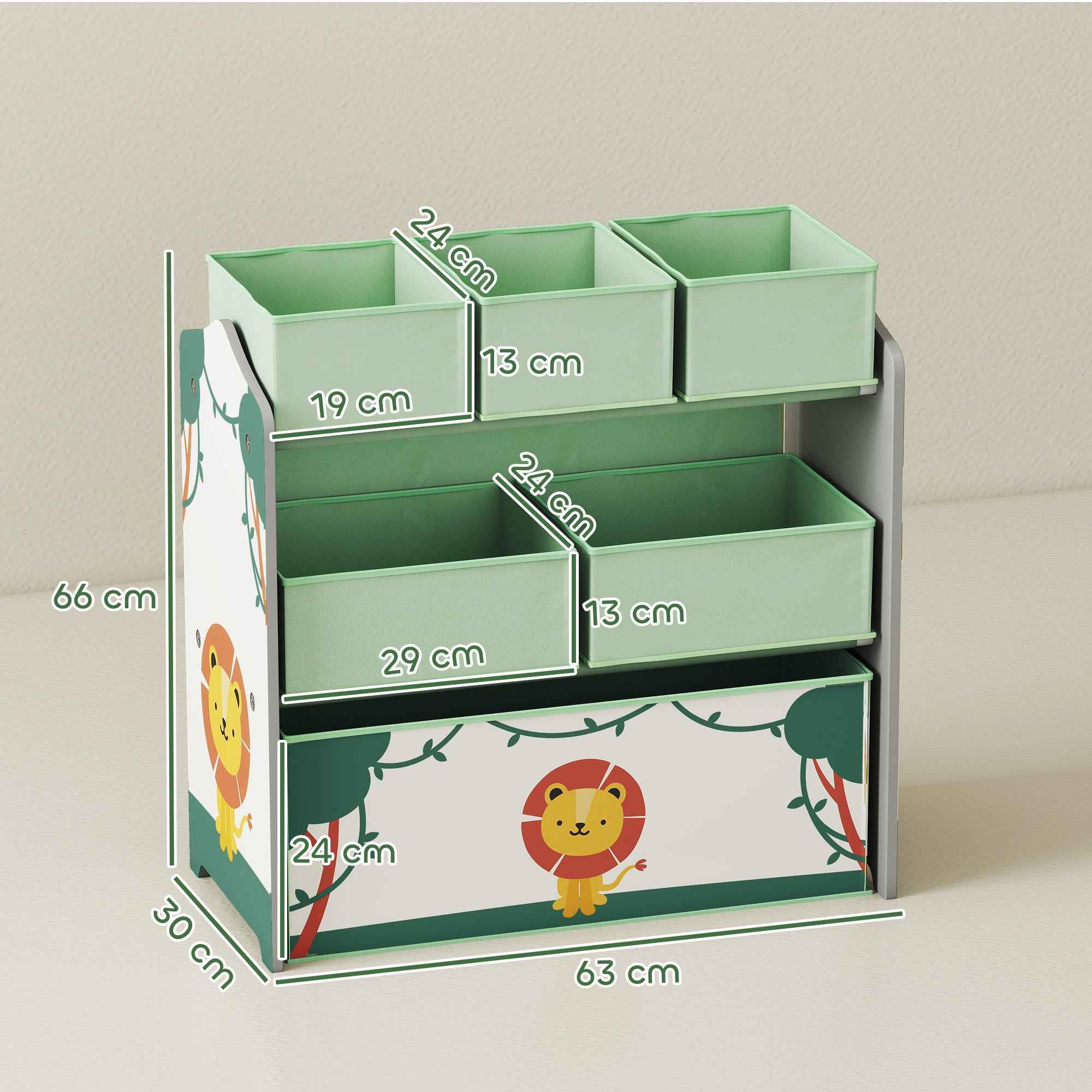 Children's Toy Storage Shelf, 3-Tier, Green