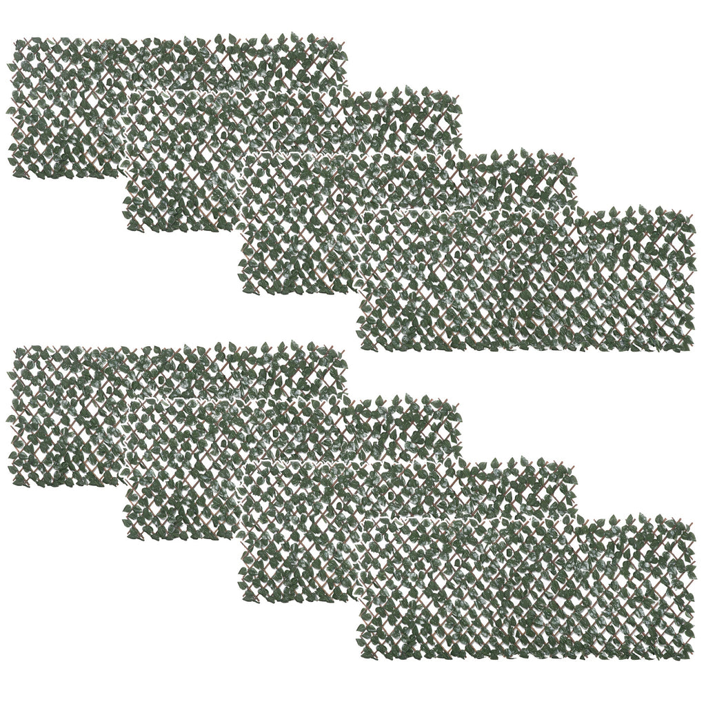 8-Piece Extendable Green Hedge for Outdoors, Made of Wood and Polyester, 200x100cm