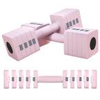 Set of 2 5 kg Square and Non-Slip Dumbbells with Removable Plates, in Steel and ABS, 32x9x9 cm, Pink