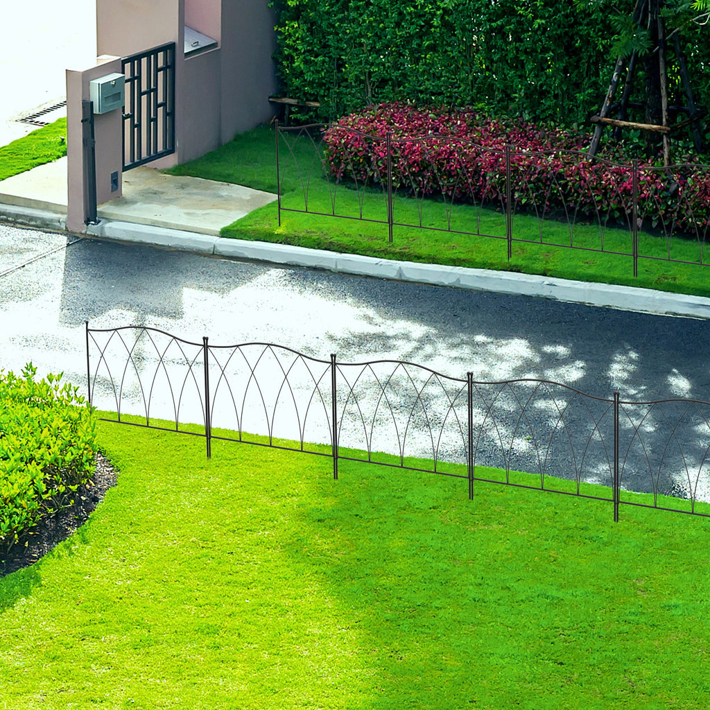Outdoor 5-Panel Metal Fence with Laces, 305x62 cm, Black