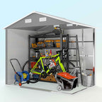 Outsunny Tool Shed with Sliding Doors and 4 Air Vents, Steel and PP, 196x236x208 cm, Light Grey