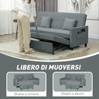 Clic Clac 3-Seater Sofa Bed with Reclining Backrest and 2 Cushions, 196x90x89 cm, Grey