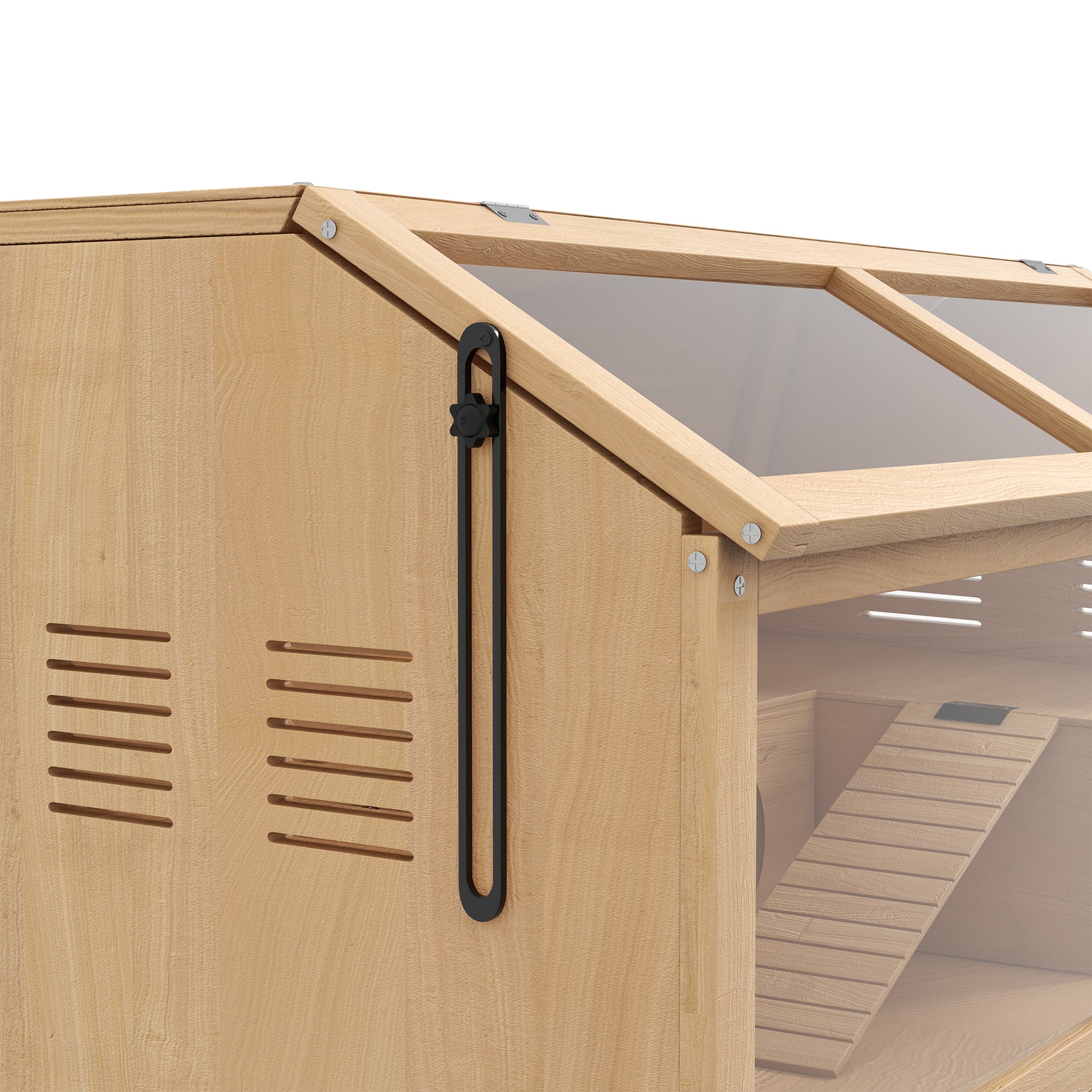 Hamster Cage with Platform, Ladders, Hut and Bridge, in Fir Wood, 85x45x44 cm - Borgè