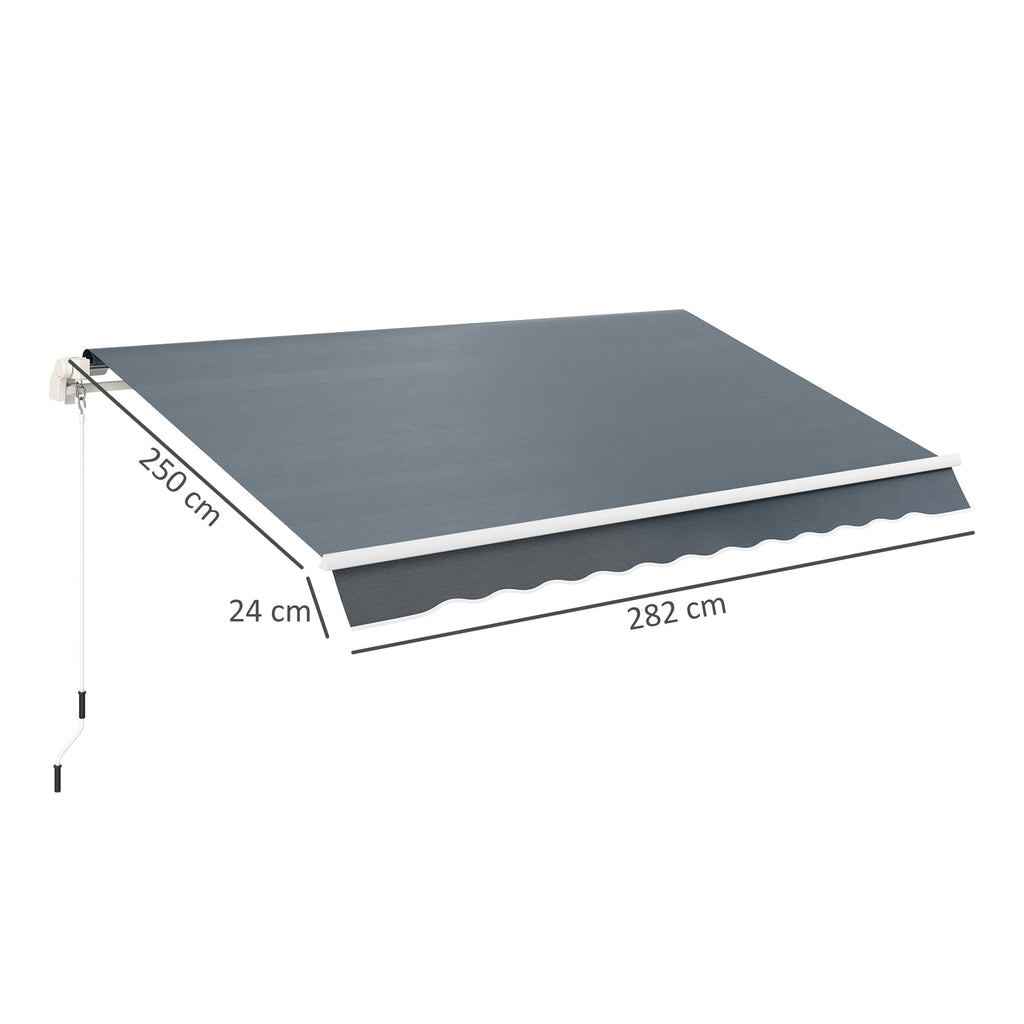 Outsunny Replacement Awning Cover 3x2.5m Retractable Sun Shade Canopy in Anti-UV 50+ Polyester, Garden, Grey