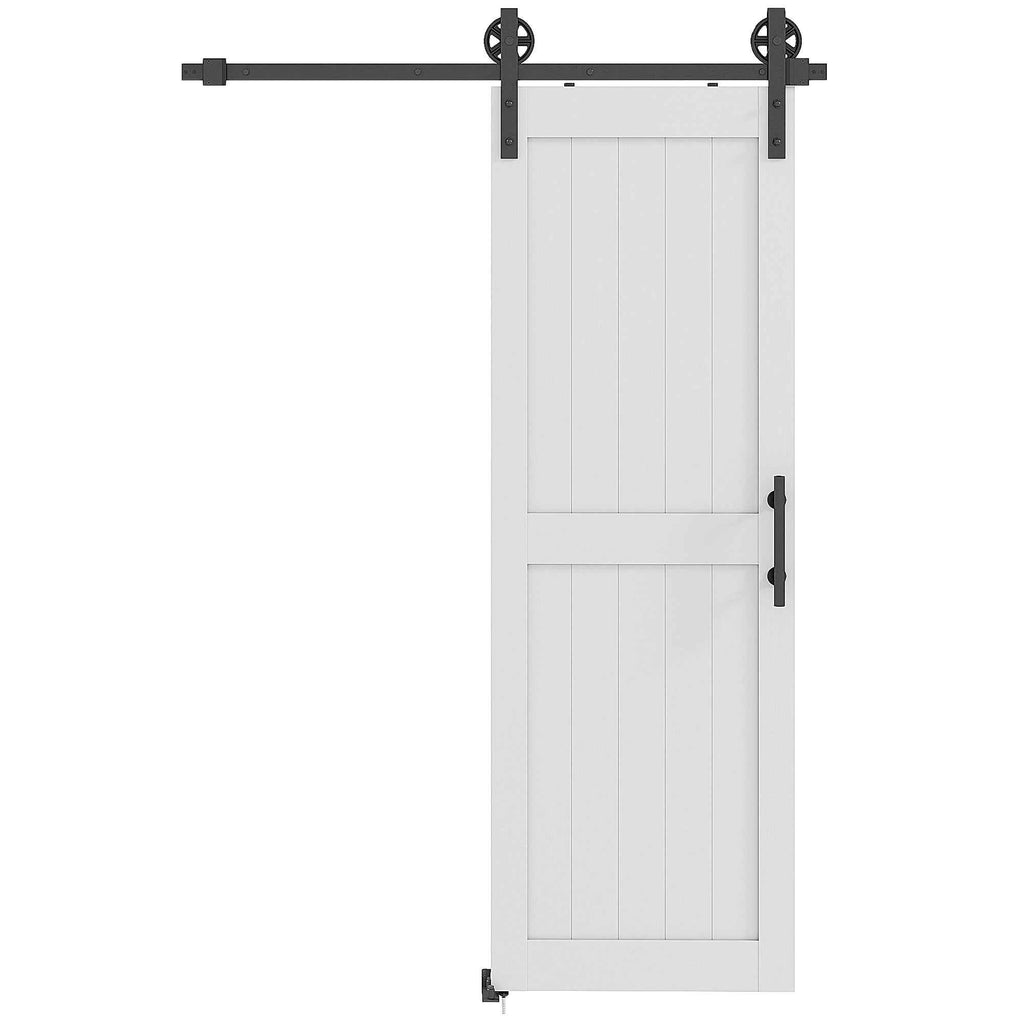 HOMCOM Country Style Sliding Door with Track and Handle in Wood and Steel, 71.5x213.4 cm, Black and White