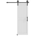HOMCOM Country Style Sliding Door with Track and Handle in Wood and Steel, 71.5x213.4 cm, Black and White