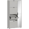 HOMCOM Shoe Rack with Mirror, 4 Drawers with Flap, Entrance Shoe Rack, Grey