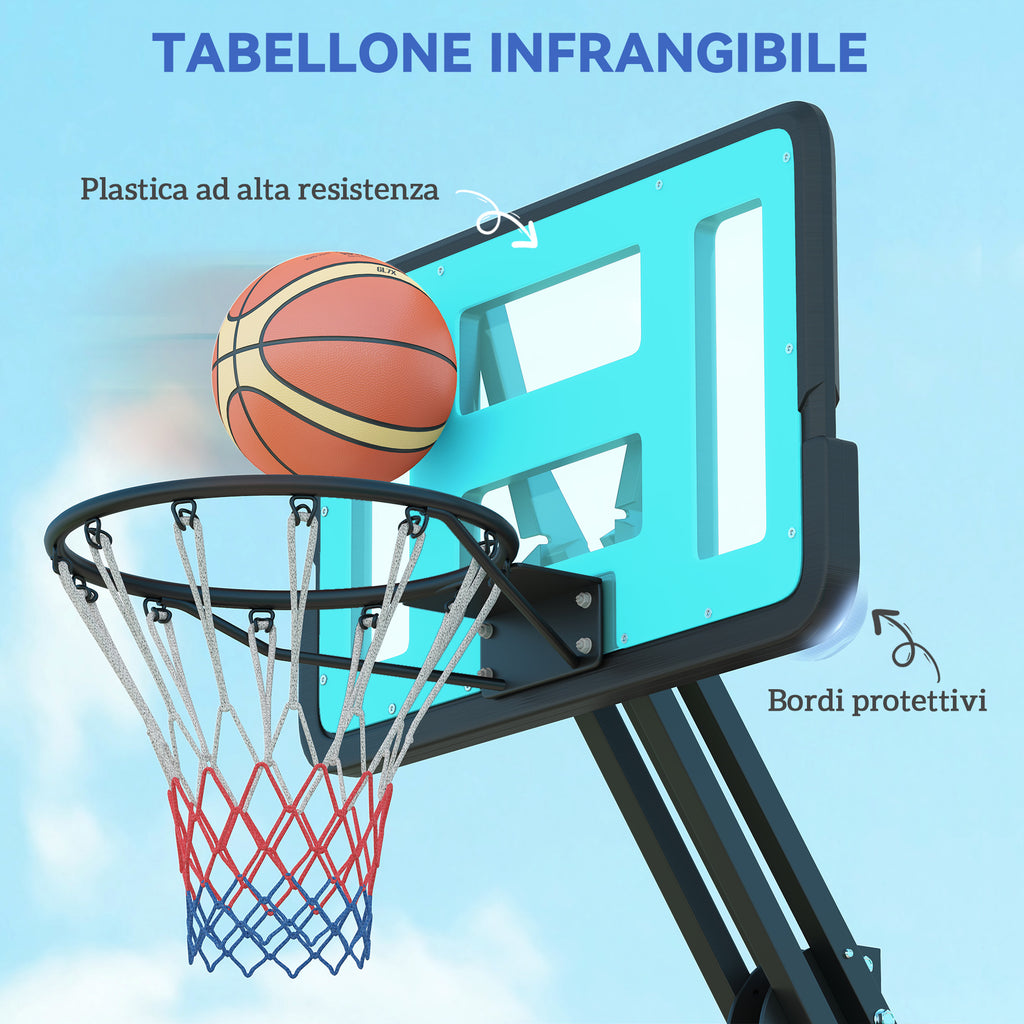 SPORTNOW Adjustable Outdoor Basketball Hoop 146-236cm with Wheels and Fillable Base, Black