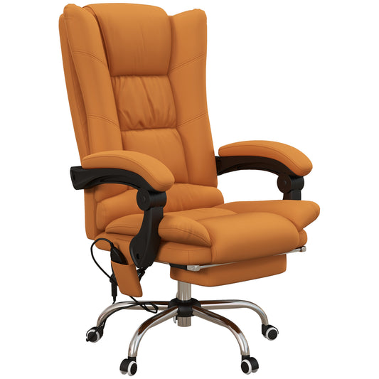 View of the massacle and heated office armchair, reclining with footrests, fake light brown leather - Borgè