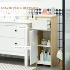 kleankin Bathroom Cabinet with Drawer and Cabinet with Internal Adjustable Shelf, in MDF, 32.6x30x90 cm - Borgè