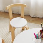 5-Piece Wooden Table and Chair Set for Children Ages 3-8 with Rounded Edges in White