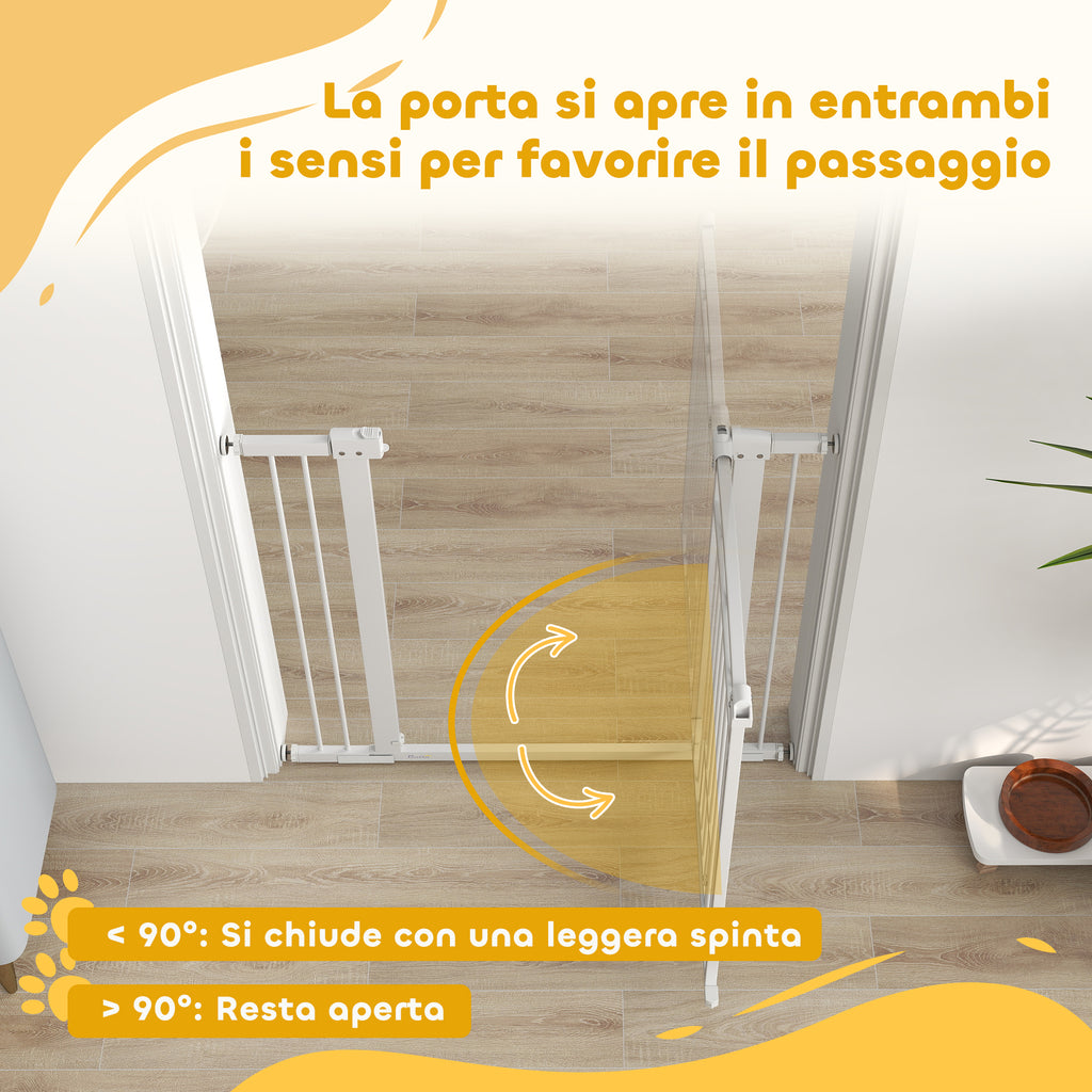 Adjustable Dog Gate with Extensions and Cat Door, 76-104x106cm, White