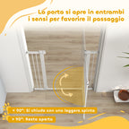 Adjustable Dog Gate with Extensions and Cat Door, 76-104x106cm, White