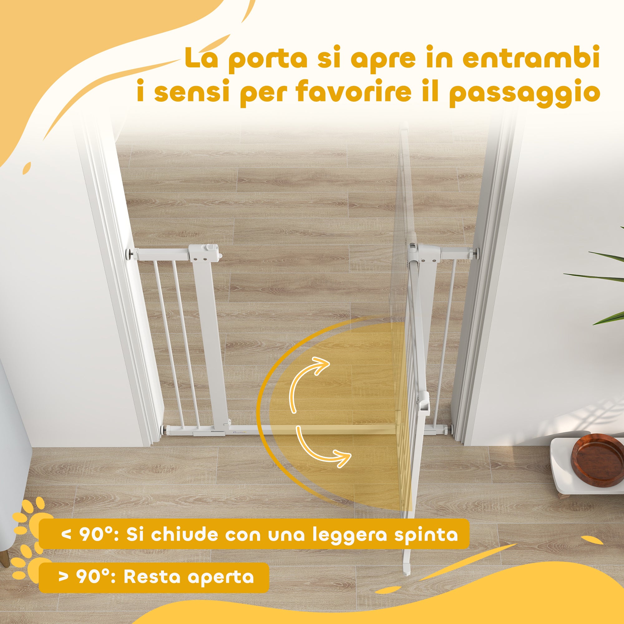 Adjustable Dog Gate with Extensions and Cat Door, 76-104x106cm, White