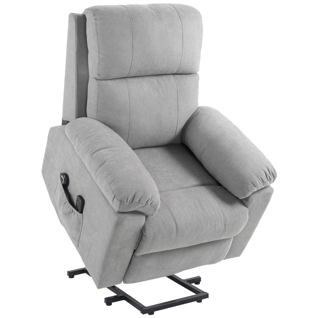 135° Reclining Lift Chair with 8 Massage Points and Footrest, 89x99x103 cm, Light Grey