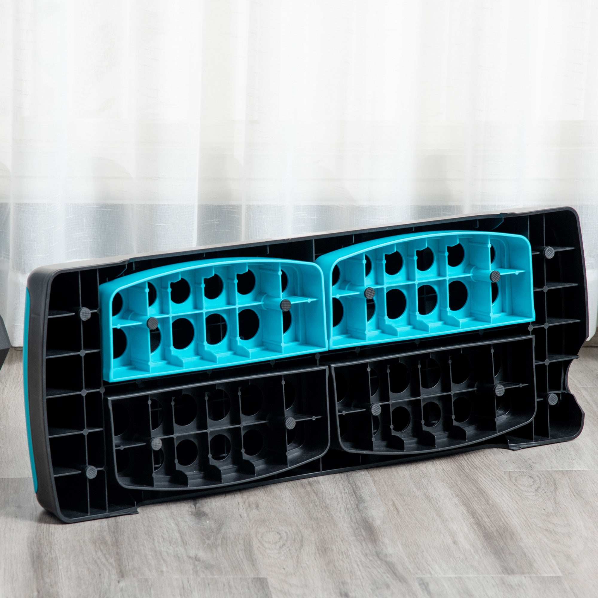 Step Fitness for Aerobics Adjustable to 3 Heights 10-15-20 cm in Plastic, Black and Blue - Borgè