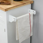 Kitchen Trolley with 2 Drawers and 2 Cabinets, Kitchen Island with Wooden Top, Spice Rack and Tea Towel Holder, White