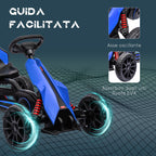 Pedal Go Kart for Kids Ages 3-8 with Adjustable Seat and EVA Wheels, 100x58x58.5 cm, Blue