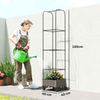Outsunny 185cm Raised Trellis Planter with Drainage Holes and 4 Wheels, PE and PP Coated Metal, Black